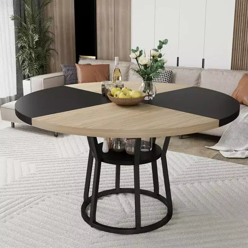 Table de cuisine de ferme avec rangement Tables à manger circulaires