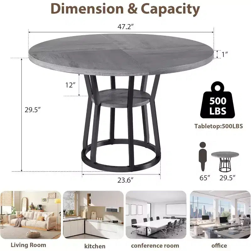 Table de cuisine de ferme avec rangement Tables à manger circulaires