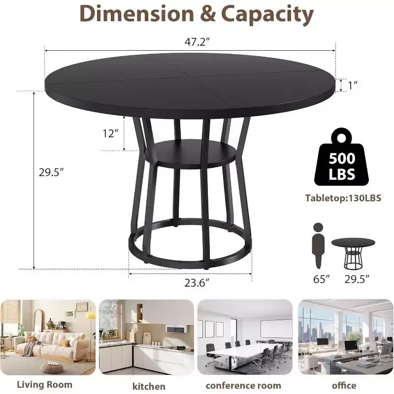 Table de cuisine de ferme avec rangement Tables à manger circulaires