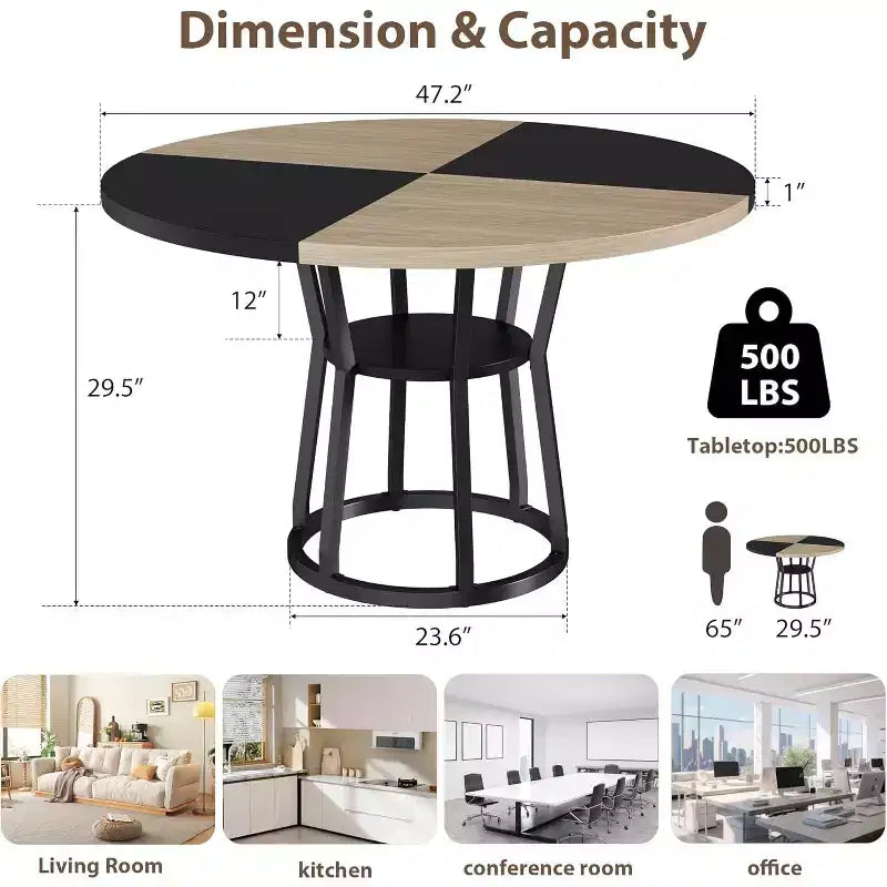 Table de cuisine de ferme avec rangement Tables à manger circulaires