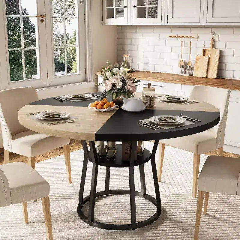 Table de cuisine de ferme avec rangement Tables à manger circulaires