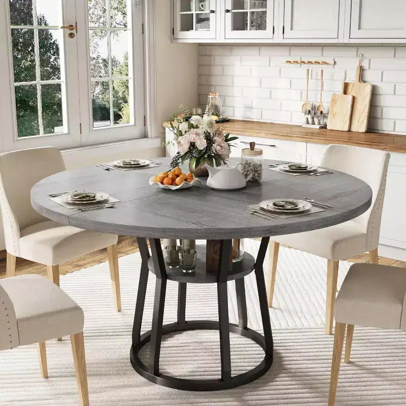 Table de cuisine de ferme avec rangement Tables à manger circulaires