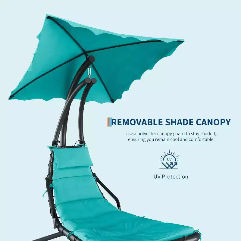 Chaise longue suspendue avec balancelle incurvée