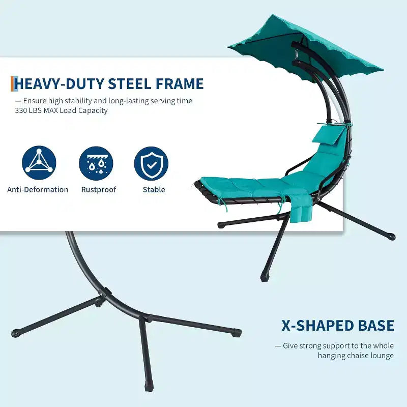 Chaise longue suspendue avec balancelle incurvée