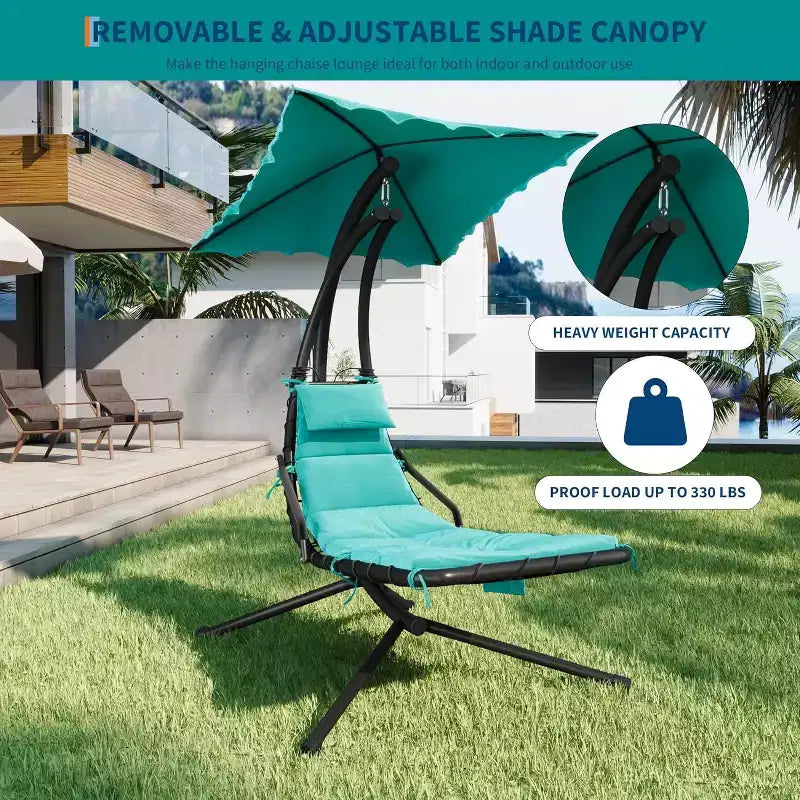 Chaise longue suspendue avec balancelle incurvée