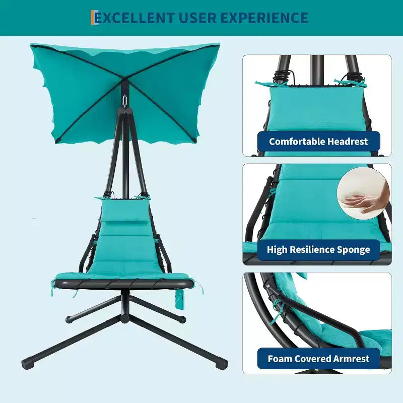 Chaise longue suspendue avec balancelle incurvée