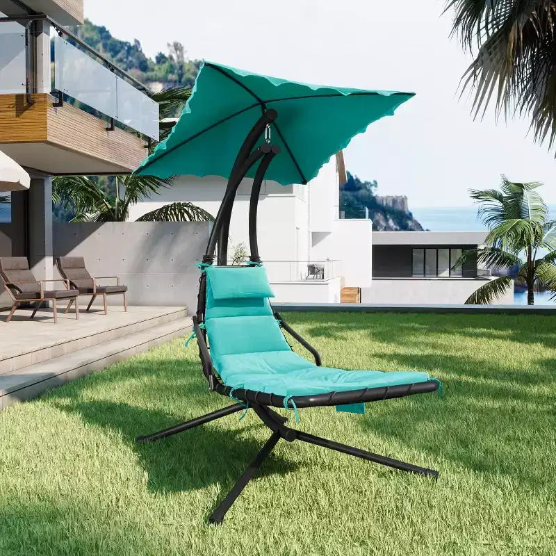 Chaise longue suspendue avec balancelle incurvée