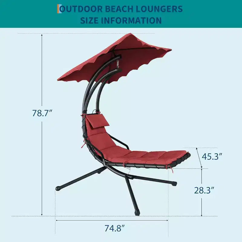 Chaise longue suspendue avec balancelle incurvée