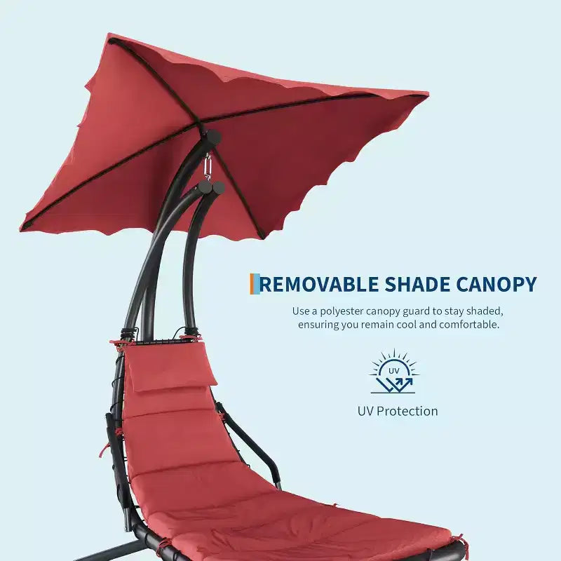 Chaise longue suspendue avec balancelle incurvée