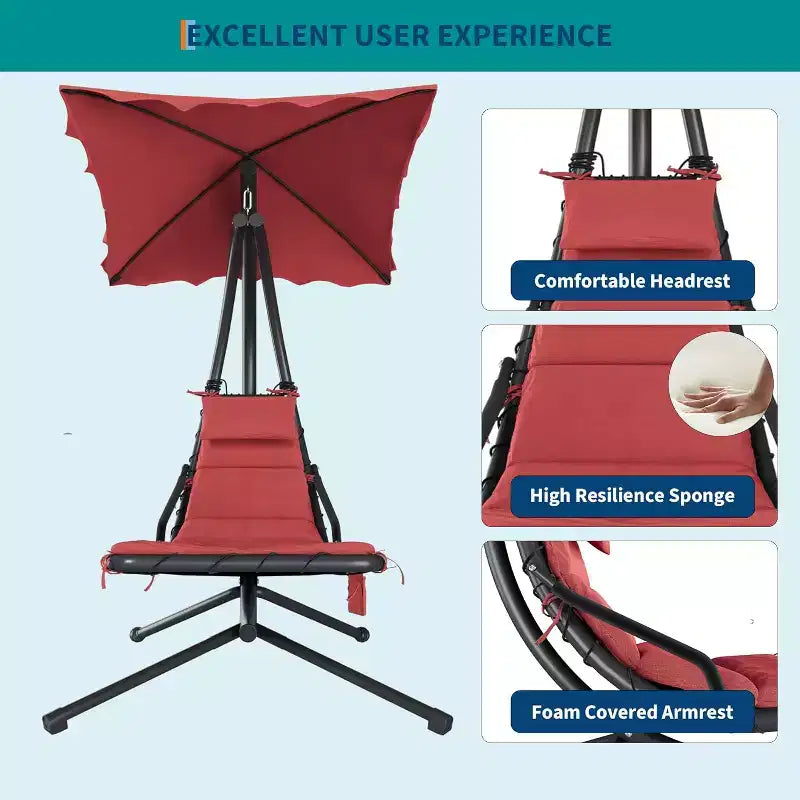 Chaise longue suspendue avec balancelle incurvée