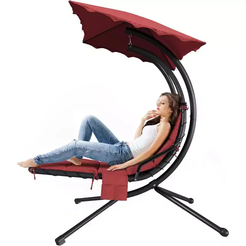 Chaise longue suspendue avec balancelle incurvée