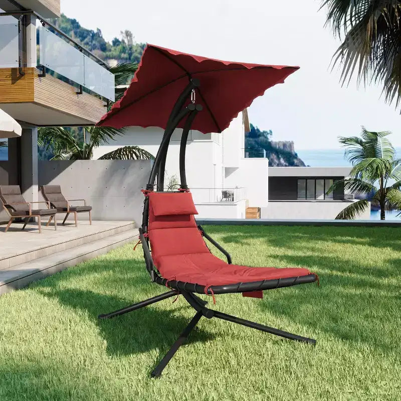 Chaise longue suspendue avec balancelle incurvée