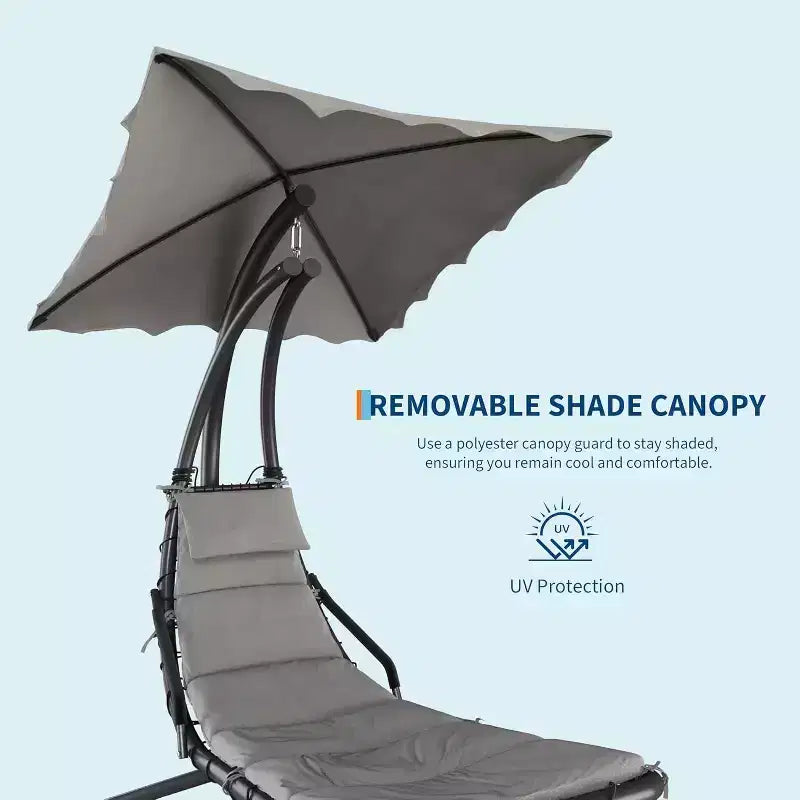 Chaise longue suspendue avec balancelle incurvée