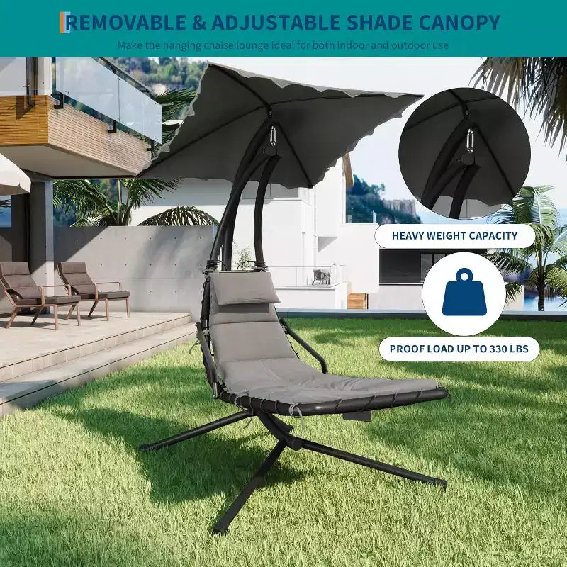Chaise longue suspendue avec balancelle incurvée