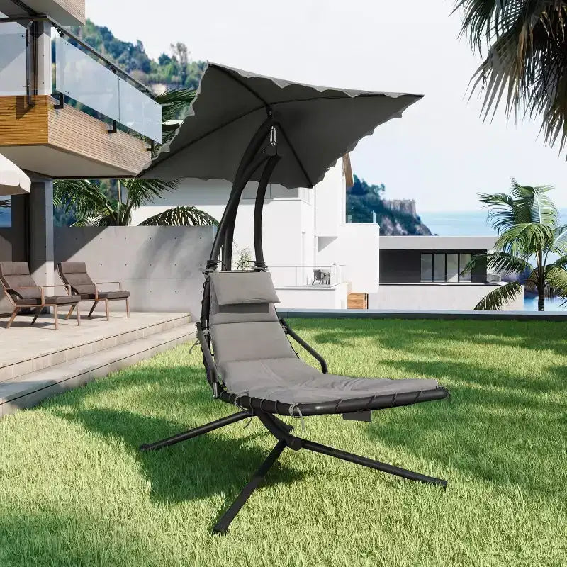 Chaise longue suspendue avec balancelle incurvée