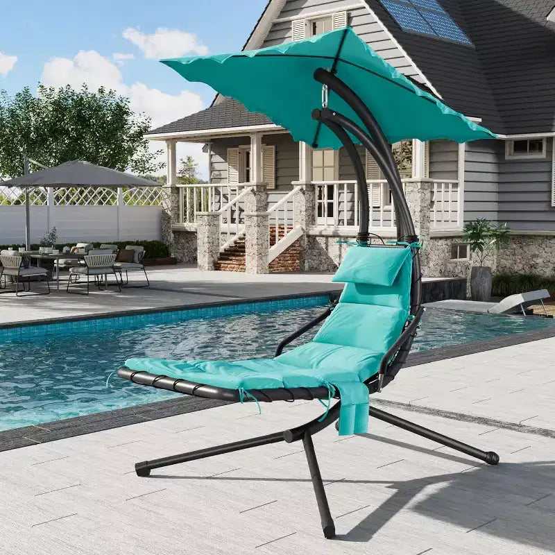Chaise longue suspendue avec balancelle incurvée