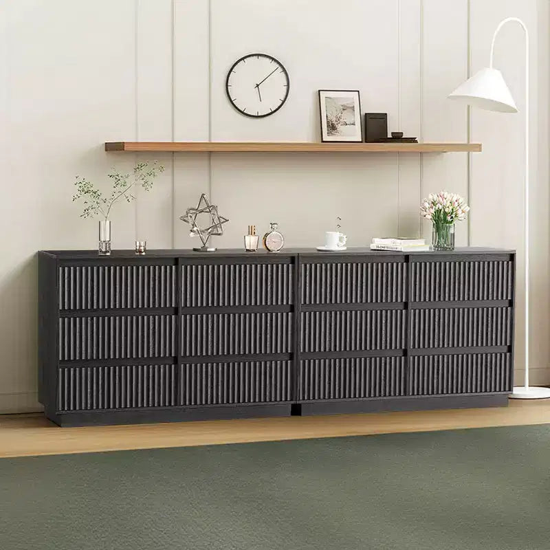Commode double à 6 tiroirs avec panneau cannelé en forme de vague