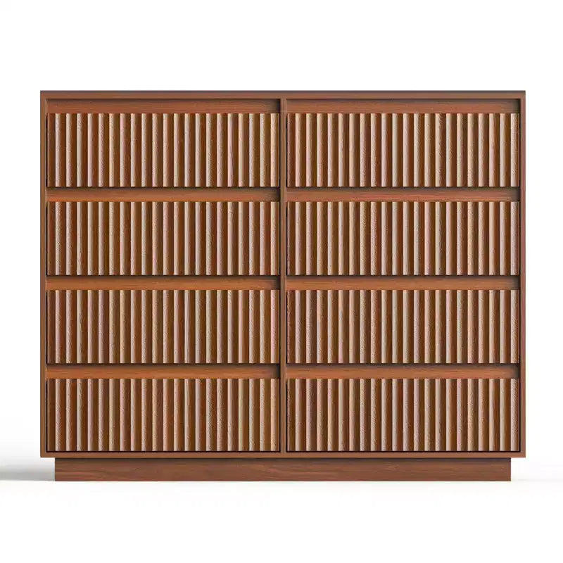 Commode 8 tiroirs avec panneau cannelé ondulé