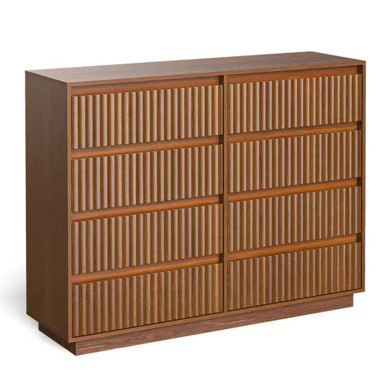 Commode 8 tiroirs avec panneau cannelé ondulé