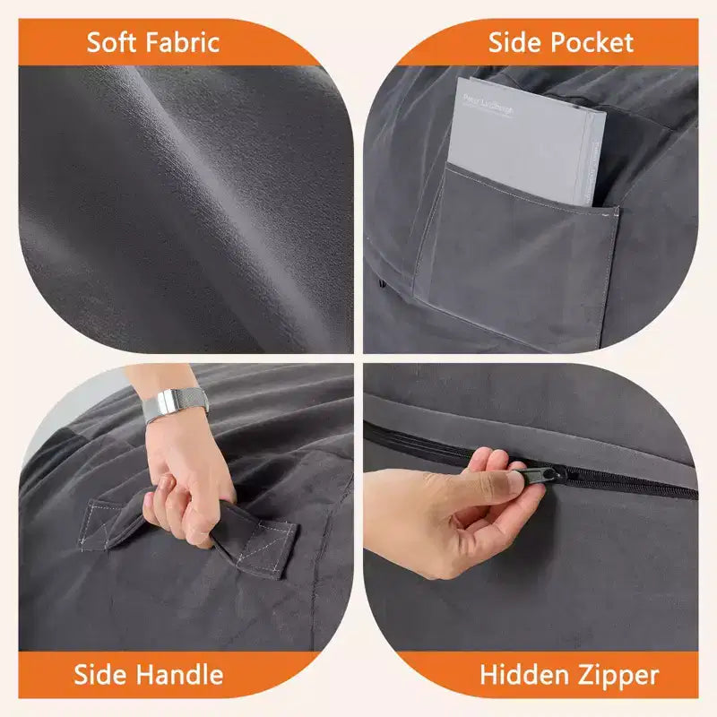 Pouf avec housse de pouf en mousse à mémoire de forme, canapé paresseux