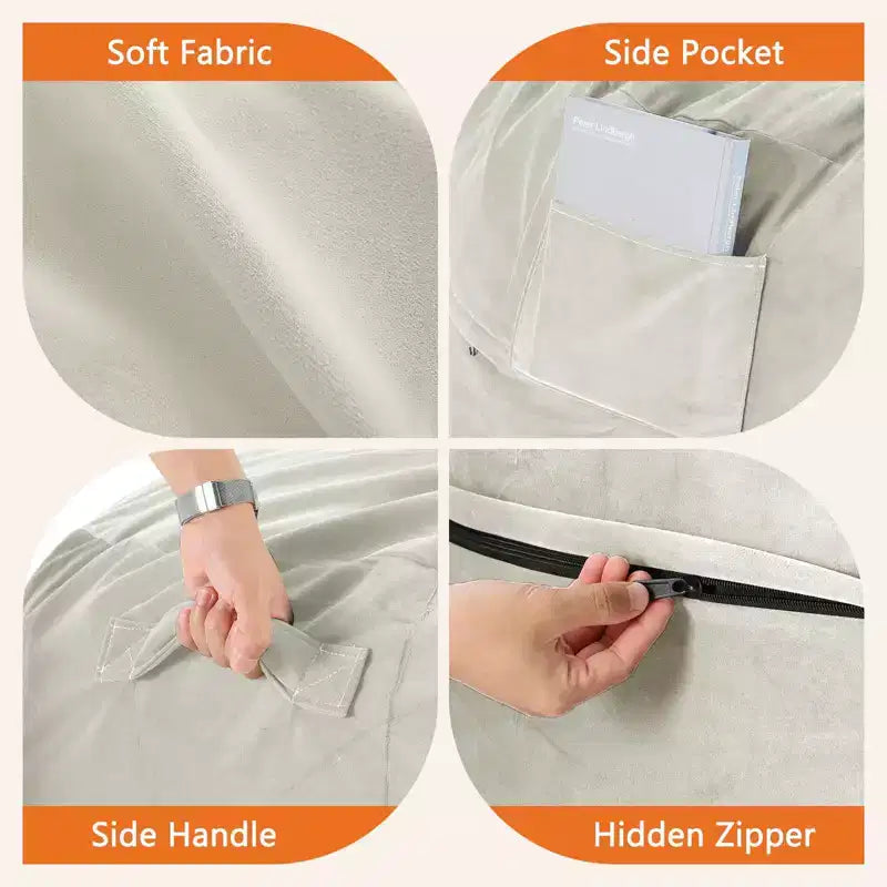 Pouf avec housse de pouf en mousse à mémoire de forme, canapé paresseux