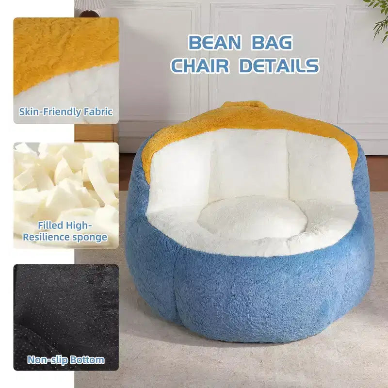Fauteuil Poire Canapé en Fausse Fourrure Multicolore Grande Chaise Longue