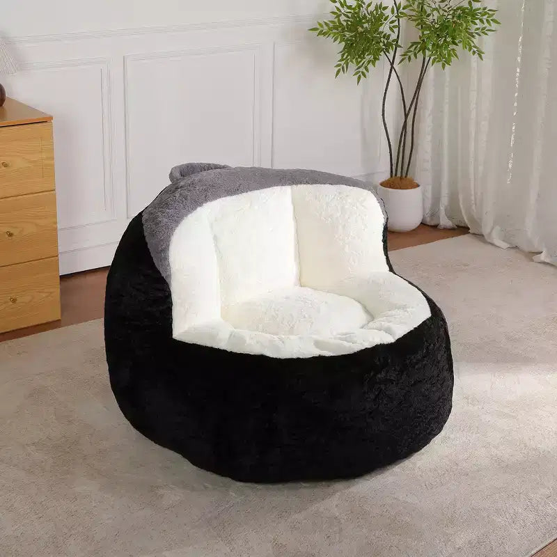 Fauteuil Poire Canapé en Fausse Fourrure Multicolore Grande Chaise Longue