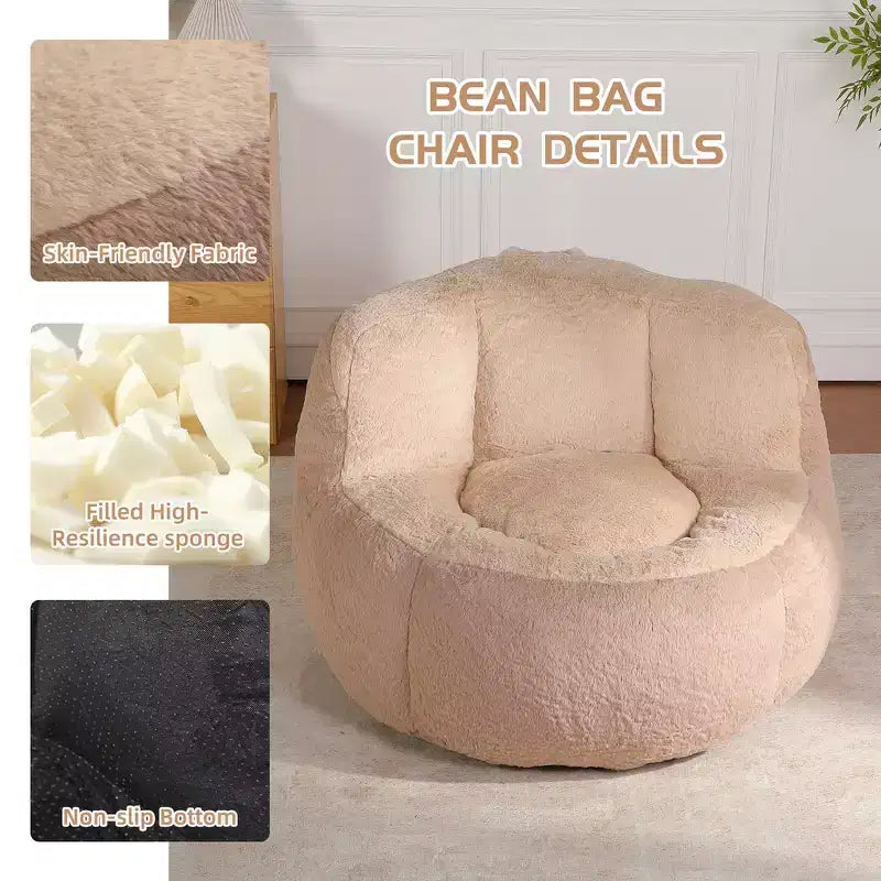 Fauteuil Poire Canapé en Fausse Fourrure Multicolore Grande Chaise Longue