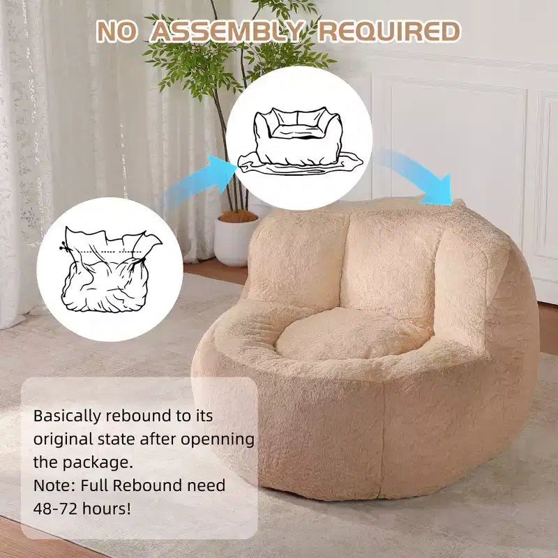 Fauteuil Poire Canapé en Fausse Fourrure Multicolore Grande Chaise Longue