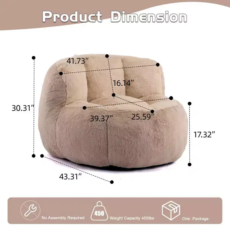 Fauteuil Poire Canapé en Fausse Fourrure Multicolore Grande Chaise Longue