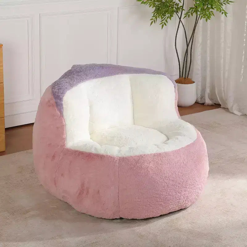 Fauteuil Poire Canapé en Fausse Fourrure Multicolore Grande Chaise Longue