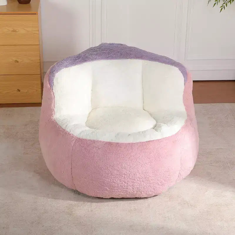 Fauteuil Poire Canapé en Fausse Fourrure Multicolore Grande Chaise Longue