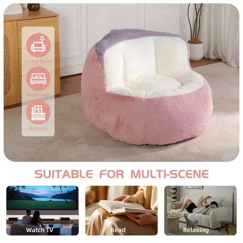 Fauteuil Poire Canapé en Fausse Fourrure Multicolore Grande Chaise Longue