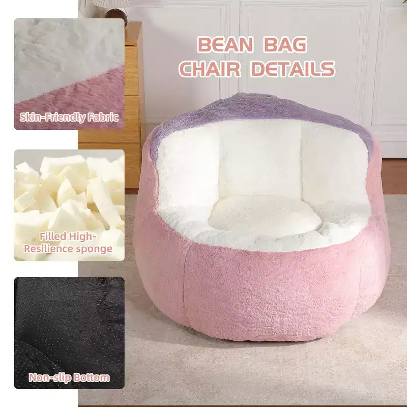 Fauteuil Poire Canapé en Fausse Fourrure Multicolore Grande Chaise Longue