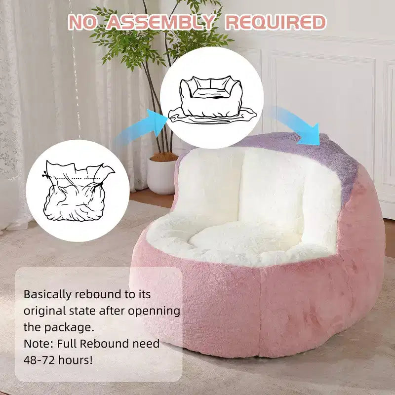 Fauteuil Poire Canapé en Fausse Fourrure Multicolore Grande Chaise Longue