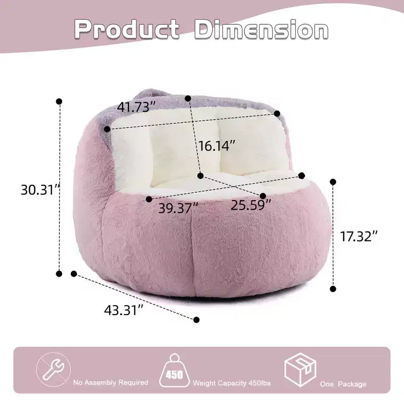 Fauteuil Poire Canapé en Fausse Fourrure Multicolore Grande Chaise Longue
