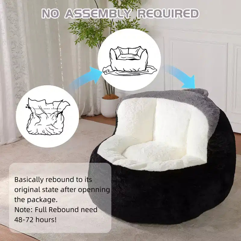 Fauteuil Poire Canapé en Fausse Fourrure Multicolore Grande Chaise Longue