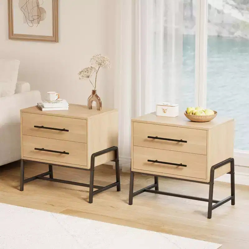 Tables de chevet avec 2 tiroirs et une étagère ouverte