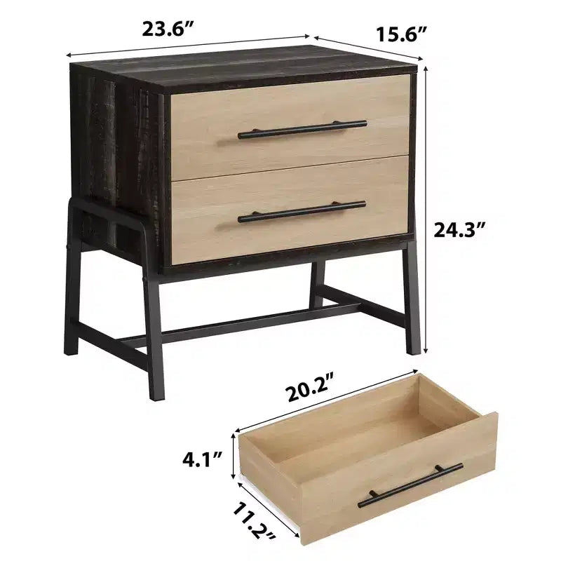 Tables de chevet avec 2 tiroirs et une étagère ouverte