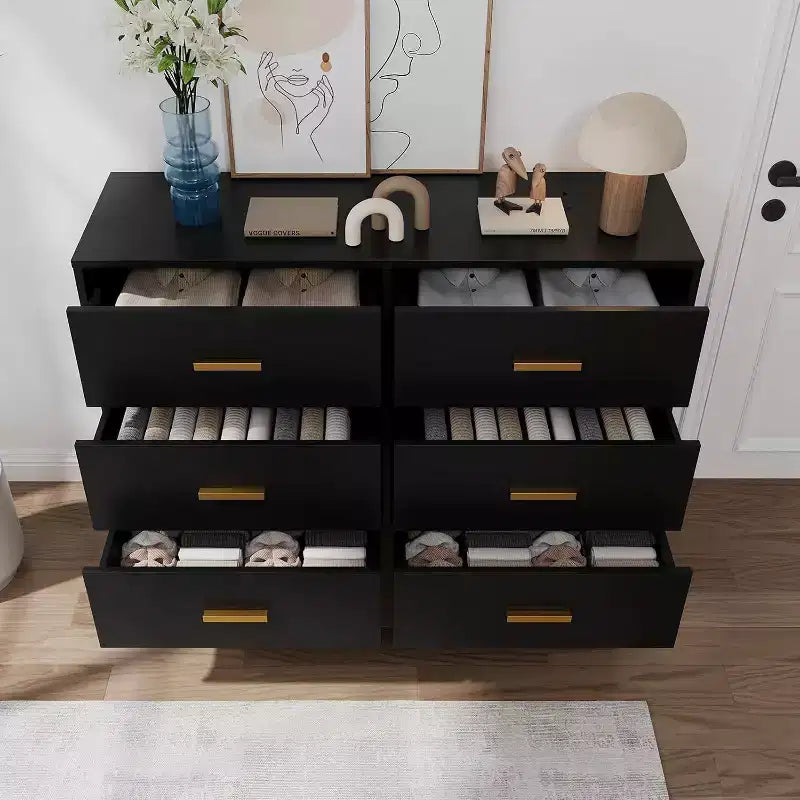 Commode à 6 tiroirs, meuble de rangement moderne