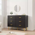 Acekool 6 Drawer Dresser Modern Chest with Gold Handles and Legs Storage Cabinet for Bedroom or Living Room