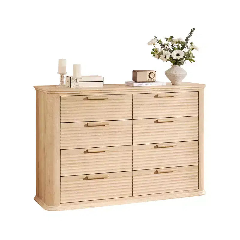 Commode moderne en bois avec 8 tiroirs au design incurvé