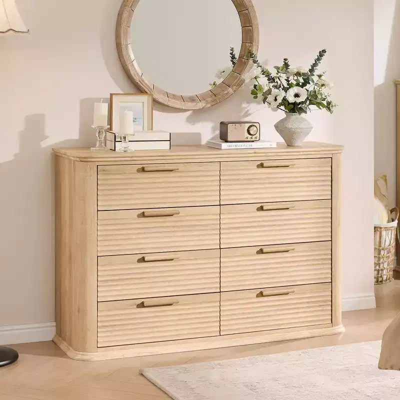 Commode moderne en bois avec 8 tiroirs au design incurvé