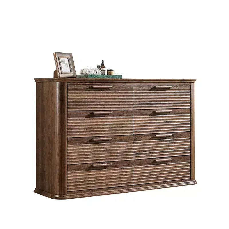 Commode moderne en bois avec 8 tiroirs au design incurvé