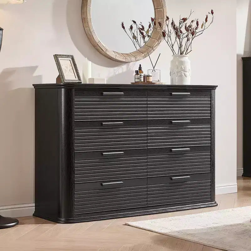 Commode moderne en bois avec 8 tiroirs au design incurvé