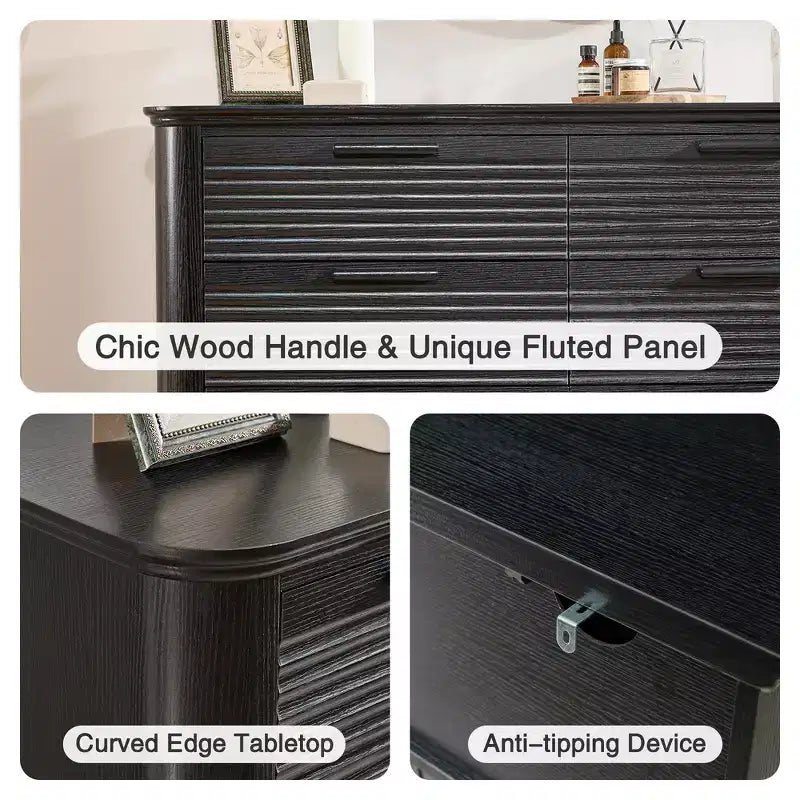 Commode moderne en bois avec 8 tiroirs au design incurvé