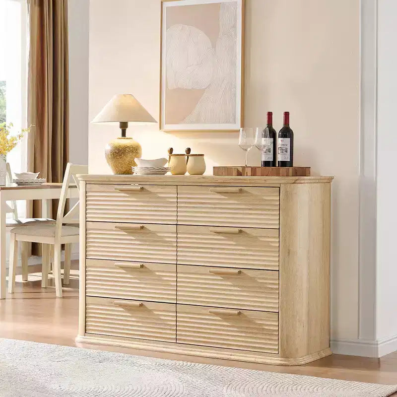 Commode moderne en bois avec 8 tiroirs au design incurvé
