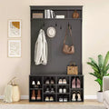 Okak 70.9IN Tall Storage Cabinet with Bench and Shelves Freestanding Entryway Cabinet with 7 Coat Racks Entryway Shoe Storage