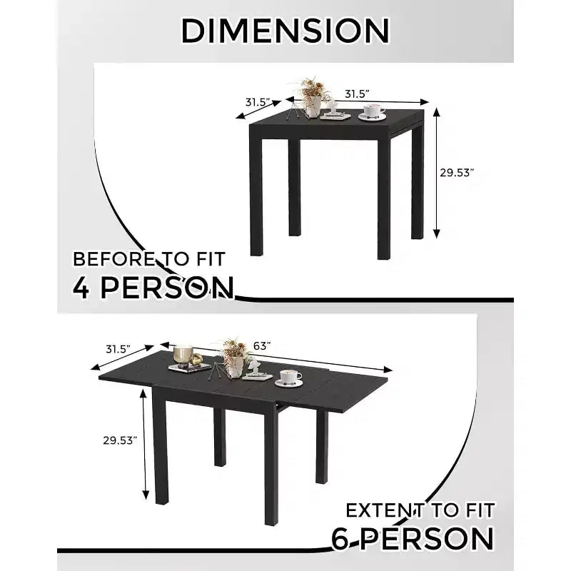 Table de salle à manger extensible Plateau de table robuste en aluminium