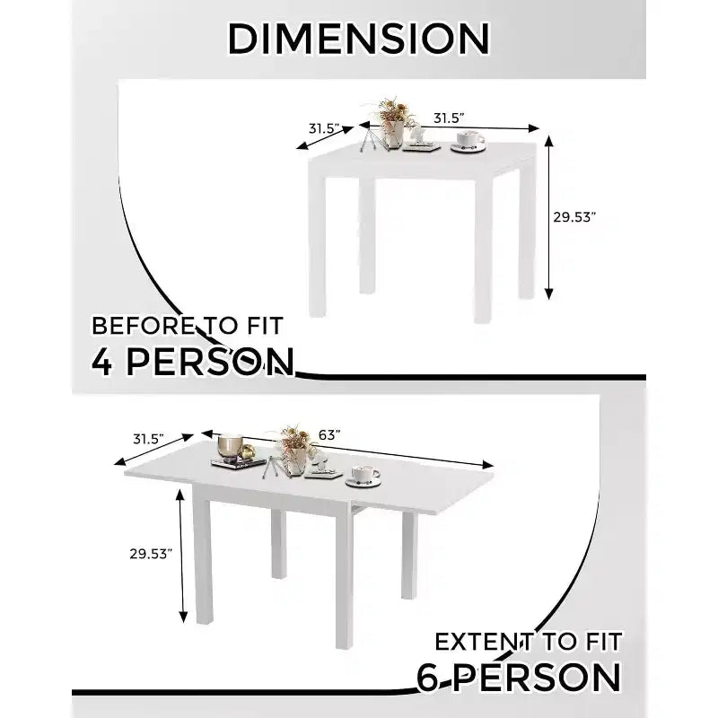 Table de salle à manger extensible Plateau de table robuste en aluminium
